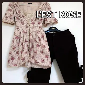 L'EST ROSE 브라운 밑단 리본 하프 팬츠