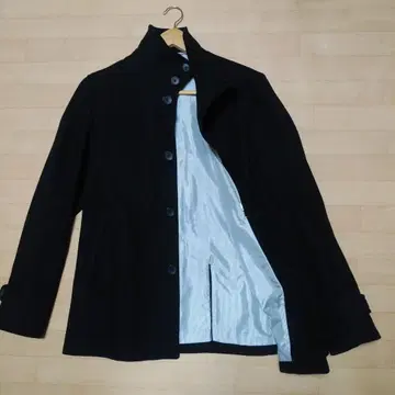 블랙 더블 버튼 피 코트