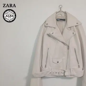 [ 새상품급 ] ZARA 자라 라이더 자켓 인조 가죽 화이트 숏 기장 M