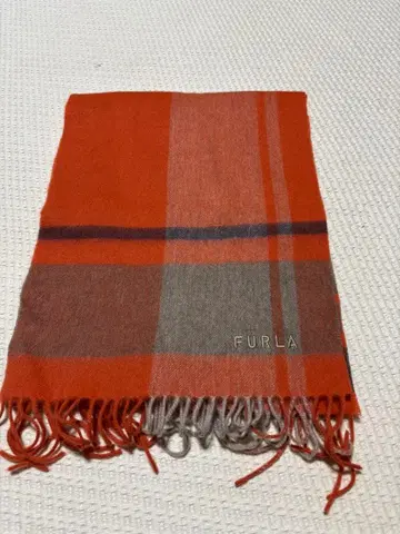 FURLA 체크 무늬 머플러 오렌지 계열