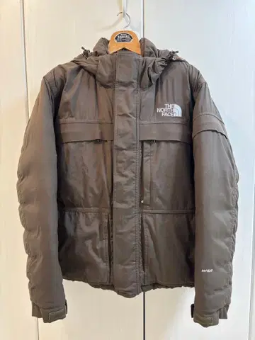 THE NORTH FACE 브라운 다운 자켓 후드 부착