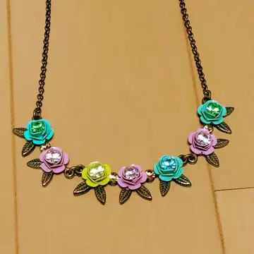 미하엘 네그린 빈티지 컬러풀 꽃 모티브 목걸이 빈티지 레트로