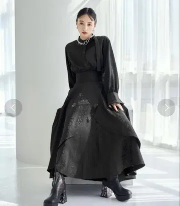 자카드 플레어 레이어드 스커트 셋업