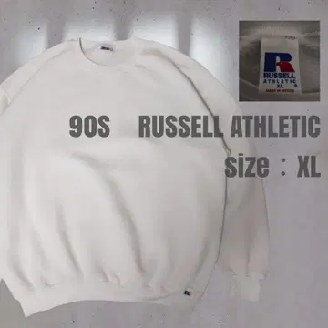 90s 러셀 애슬레틱 블랭크 맨투맨 화이트 XL 앞V