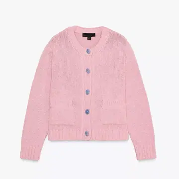 ZARA 스톤 버튼 니트 가디건 핑크