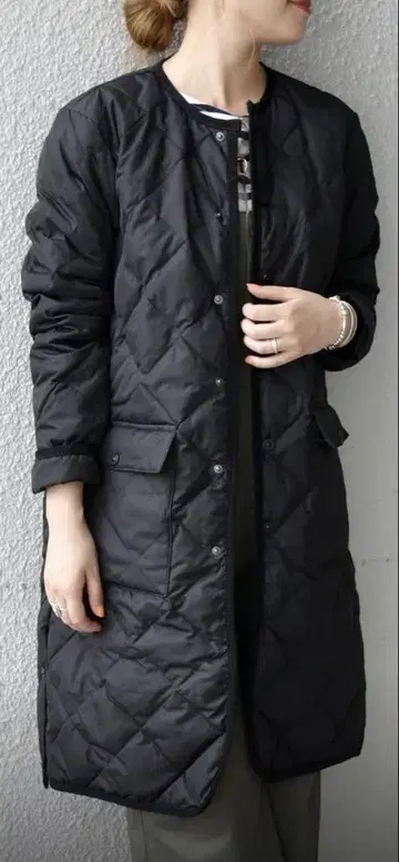 [ 새상품급 ] TAION 블랙 다운 자켓 롱 기장 퀼팅