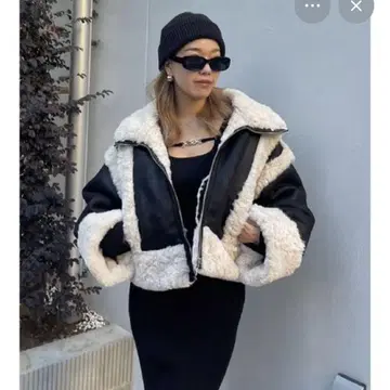 EVRIS 인조 모피 무스탕 코트