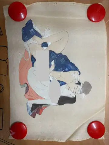 우키요에풍 남녀 포옹 아트