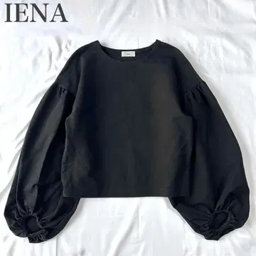 이에나 새상품급 볼륨 슬리브 크루넥 두꺼운 블라우스 개더 코튼