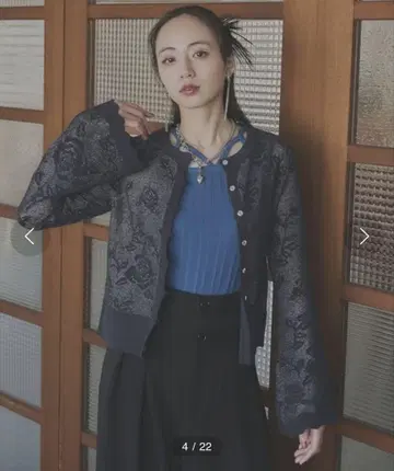 새상품급 HARE 로즈 시어 타이트 니트 가디건