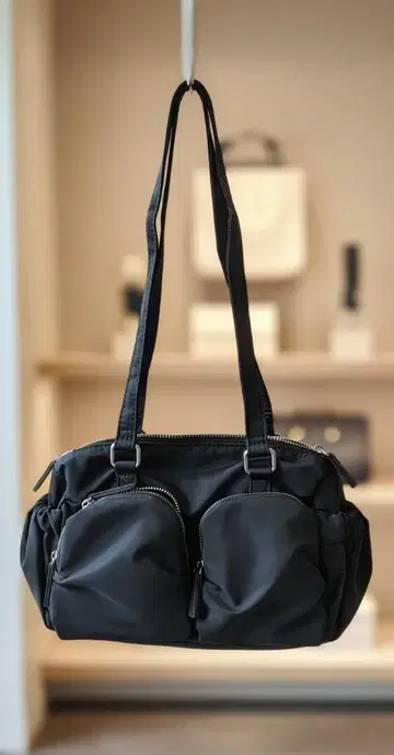 블랙 나일론 숄더백