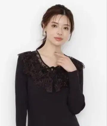 프로포션 케이프풍 레이스 넥 컬러 원피스 M