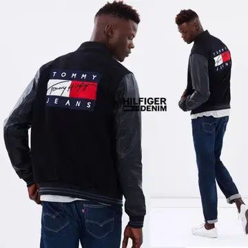 TOMMY JEANS 바시티 자켓 블랙