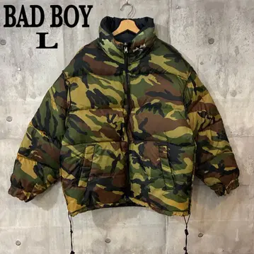 레어 BAD BOY 카모플라쥬/블랙/리버서블 다운 자켓 사이즈 L