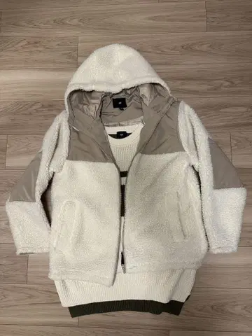 H&M 남성용 보들보들 자켓 후드 부착 화이트, 남성용 니트 베스트 세트