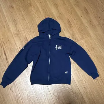 러셀 네이비 지퍼 후드티 90s