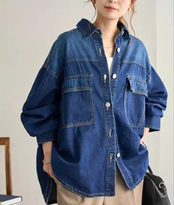 미사용 다크 블루 데님 빅 자켓 F 사이즈