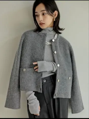 그레이 노카라 자켓 M