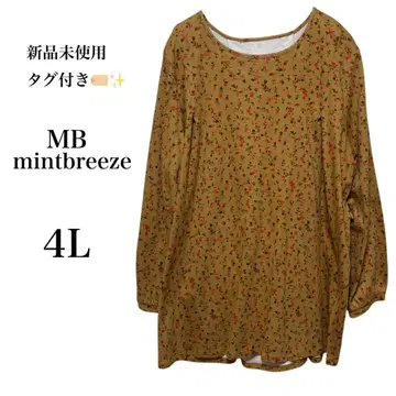 미사용 새상품 민트브리즈 백 리본 꽃무늬 튜닉 4L 빅 사이즈