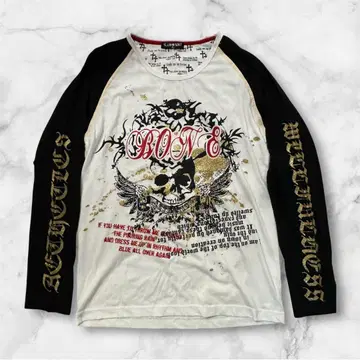 Y2K skull design raglan long sleeves emo