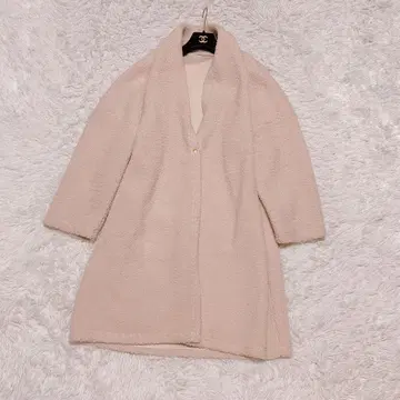 DAME FRANK 보아 코트 코디건 복슬복슬 롱 아이보리