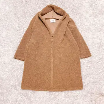 DAME FRANK 보아 코트 코디건 가디건 복슬복슬 롱 베이지
