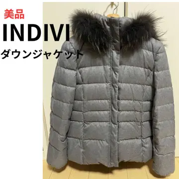 INDIVI 다운 자켓 숏 기장 그레이 퍼 포함 38 사이즈