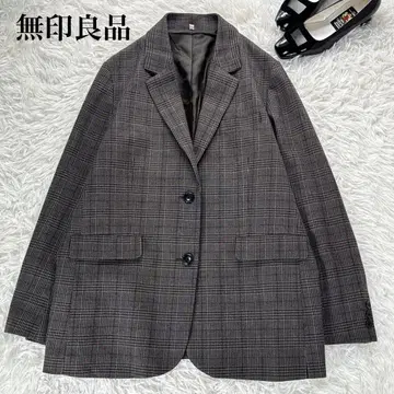 새상품급 무인양품 기모 테일러드 자켓 XL 그레이 패턴 체크