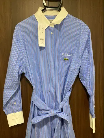 Lacoste 블루 화이트 스트라이프 셔츠 원피스