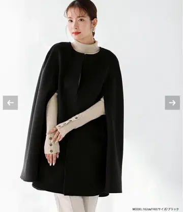 fitmore 울라이크 케이프 코트 블랙
