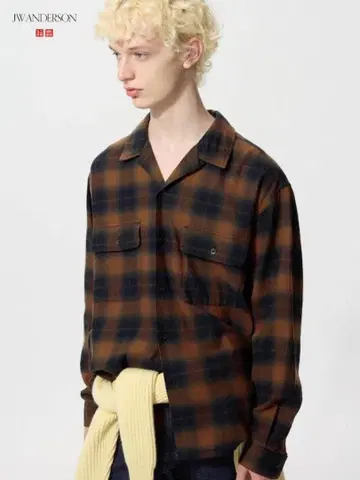 유니클로 JW ANDERSON 브러쉬드 코튼 오버 사이즈 셔츠 L