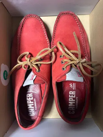 캠퍼 레드 스니커즈 가죽 가죽 신발 가죽 끈
