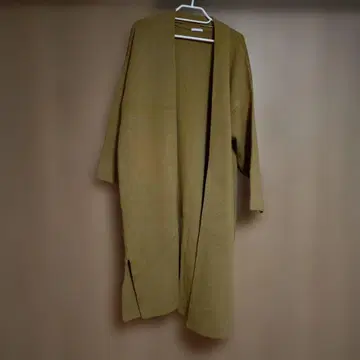GU 머스타드 롱 코트 포켓 부착