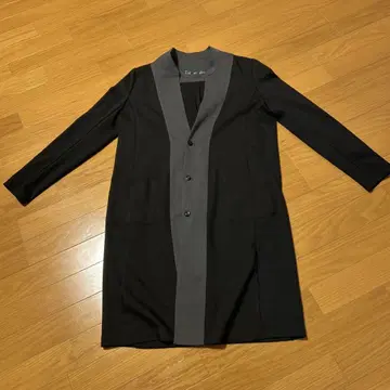 FIL DE FER 노카라 롱 자켓 블랙 x 그레이 프리 사이즈