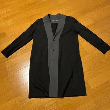 FIL DE FER 노카라 롱 자켓 블랙 x 그레이 프리 사이즈