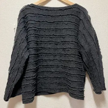 tumugu 니트 프린지 그레이 울 혼방