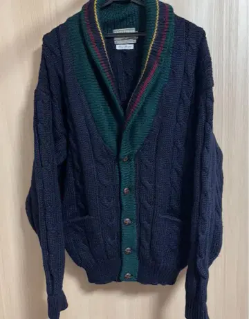 BRADFOURD 숄카라 케이블 니트 가디건 L