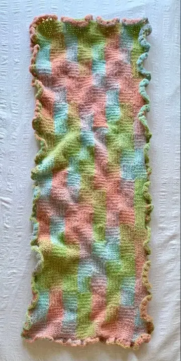 레인보우  손뜨개질 체크 패턴 담요, 머플러, 무릎 담요, 깔개