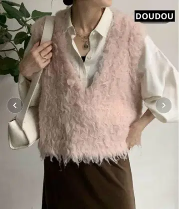 DouDou [ 앞뒤 2WAY ] 샤기 니트 베스트