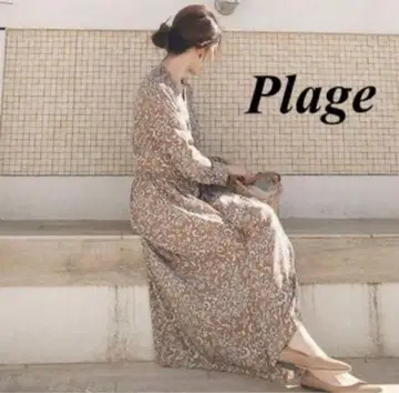 Plage 꽃무늬 긴팔 롱 원피스