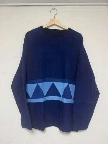 새상품 blue blue japan 인디고 롱 슬리브 티셔츠 L