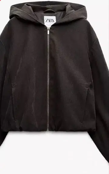 ZARA 후드 부착 봄버 자켓 다크 그레이 L