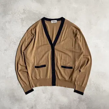 새상품급 JOHN SMEDLEY 바이컬러 가디건 2톤 카멜 M