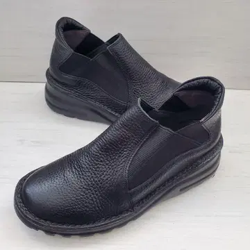 JS 하트라벨 발수 가죽 앵클부츠 22.5cm 블랙 천연 가죽