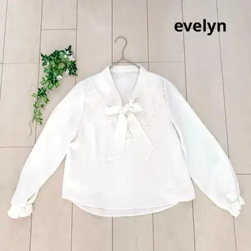 evelyn 보타이 리본 블라우스 티셔츠 꽃무늬 레이스 안감 있음