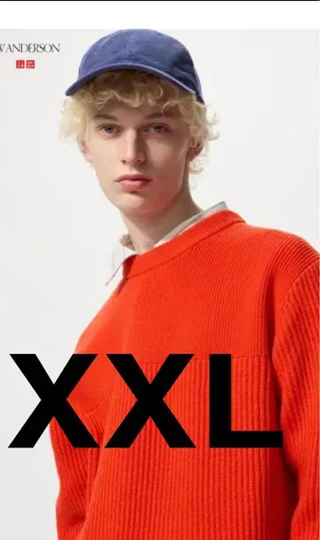 UNIQLO JW ANDERSON 리브 크루넥 스웨터 XXL 오렌지