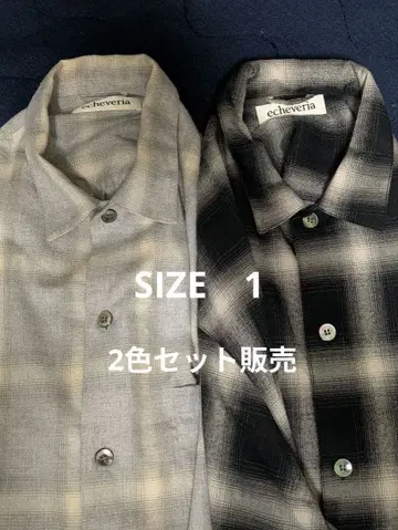 2색 세트 echeveria Gather Check Shirt OVY