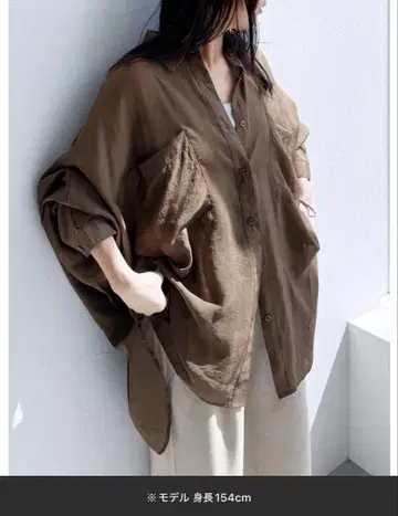 reca 블라우스 셔츠 시어 돌먼 셔츠 브라운 갈색