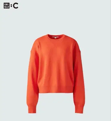 UNIQLO :C 스무스 코튼 크루넥 스웨터 오렌지