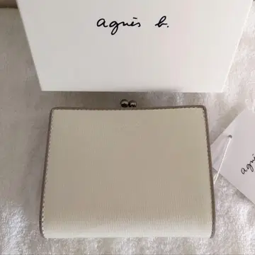 미사용 agnis b 에네스베 가마구치 접이식 지갑 화이트